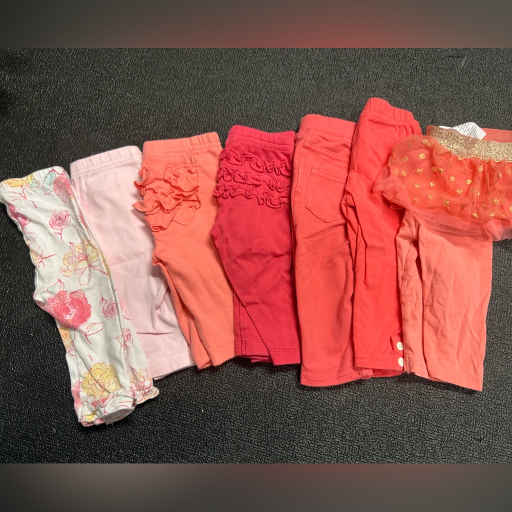 Set of Pink & Coral Baby Leggings